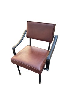 1950's Stitched leather armchairs by Jacques Adnet