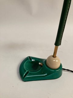 1950's Stitched Leather Articulated Lamp by Jacques Adnet