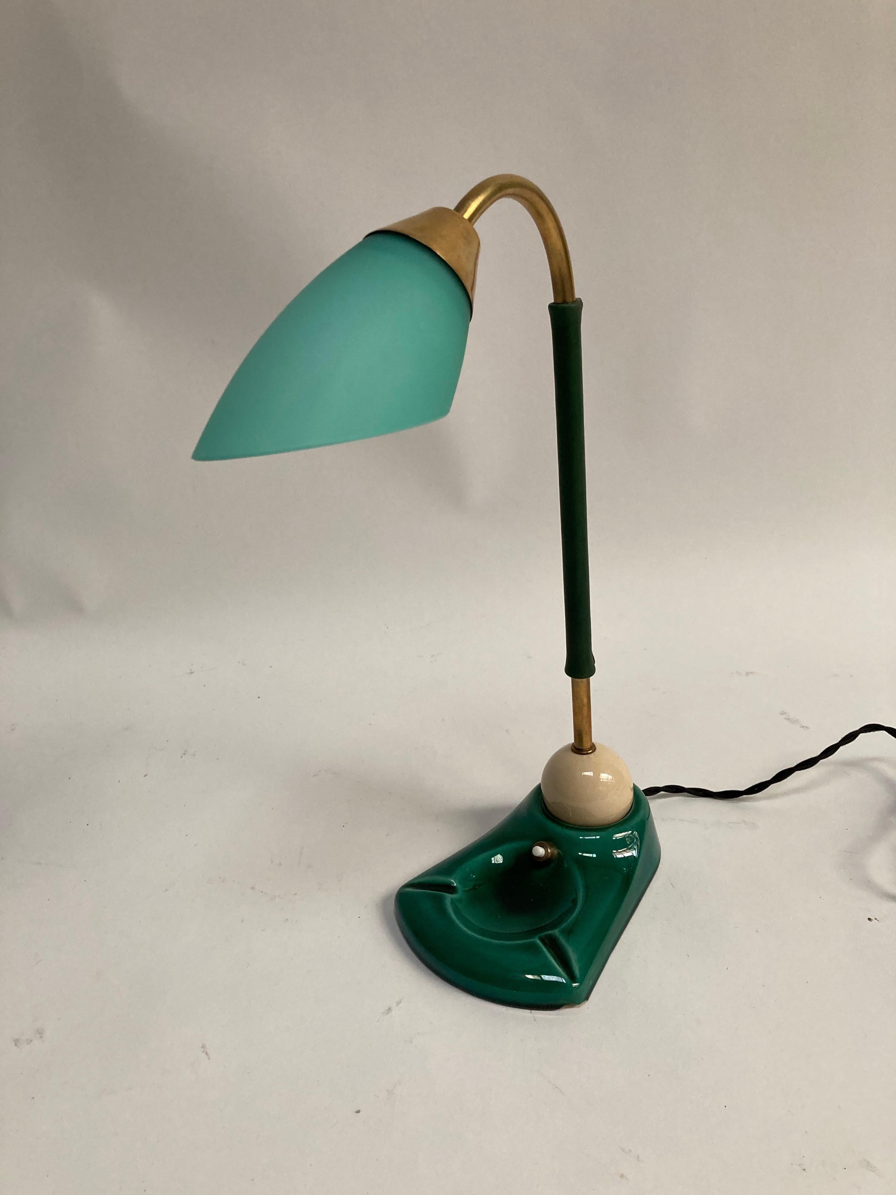 1950's Stitched Leather Articulated Lamp by Jacques Adnet In Good Condition For Sale In Bois-Colombes, FR
