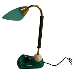 1950's Stitched Leather Articulated Lamp by Jacques Adnet