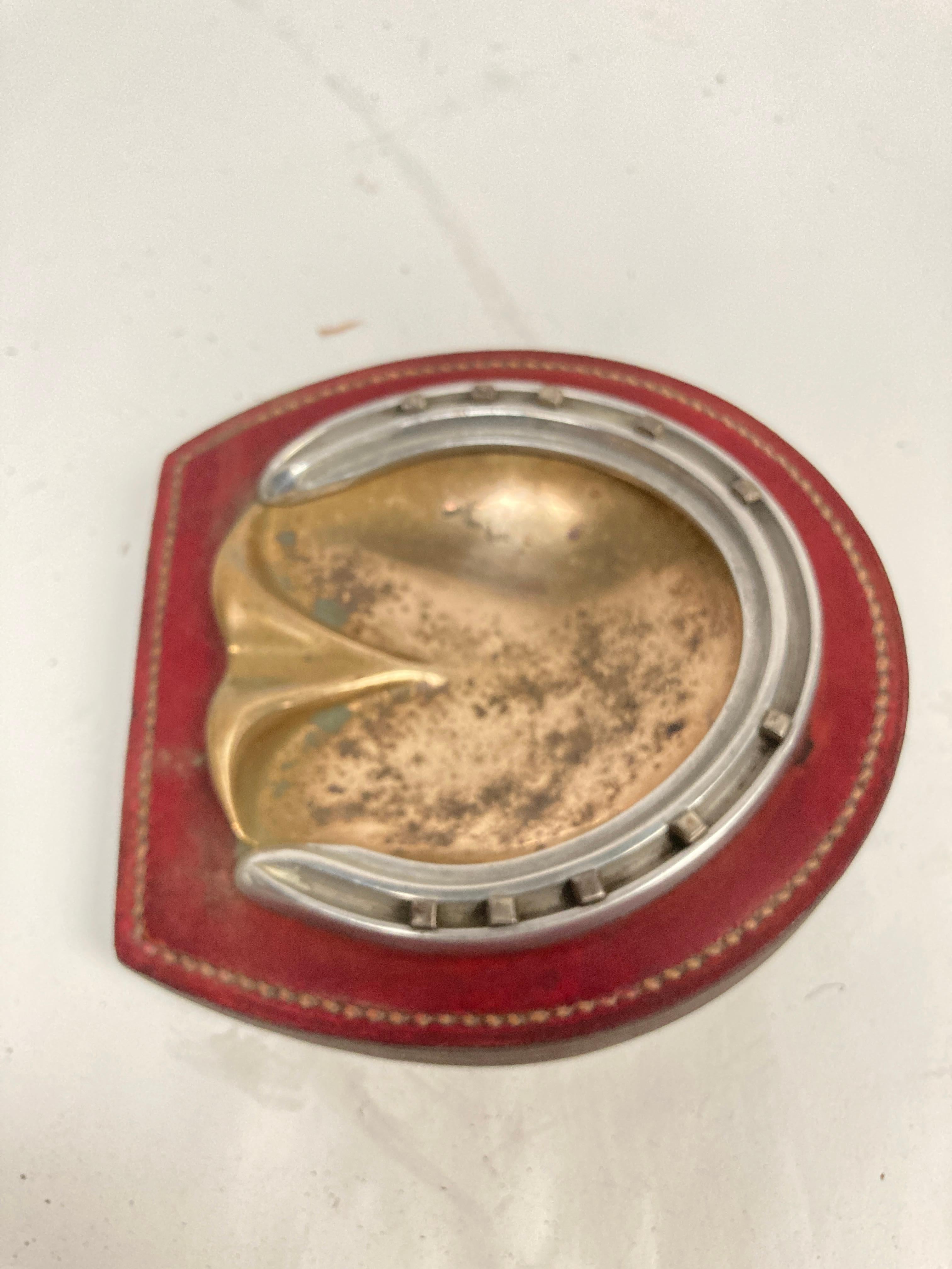1950's Stitched leather Ashtray by Paul Dupré-Lafon for Maison Hermès In Fair Condition For Sale In New York, NY