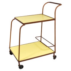 1950's Stitched Leather Bar Cart by Jacques Adnet