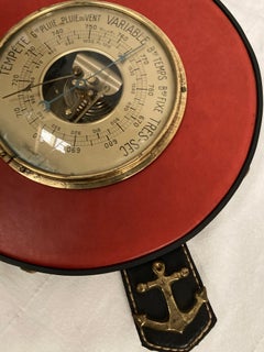 1950's Stitched leather barometer by Jacques Adnet