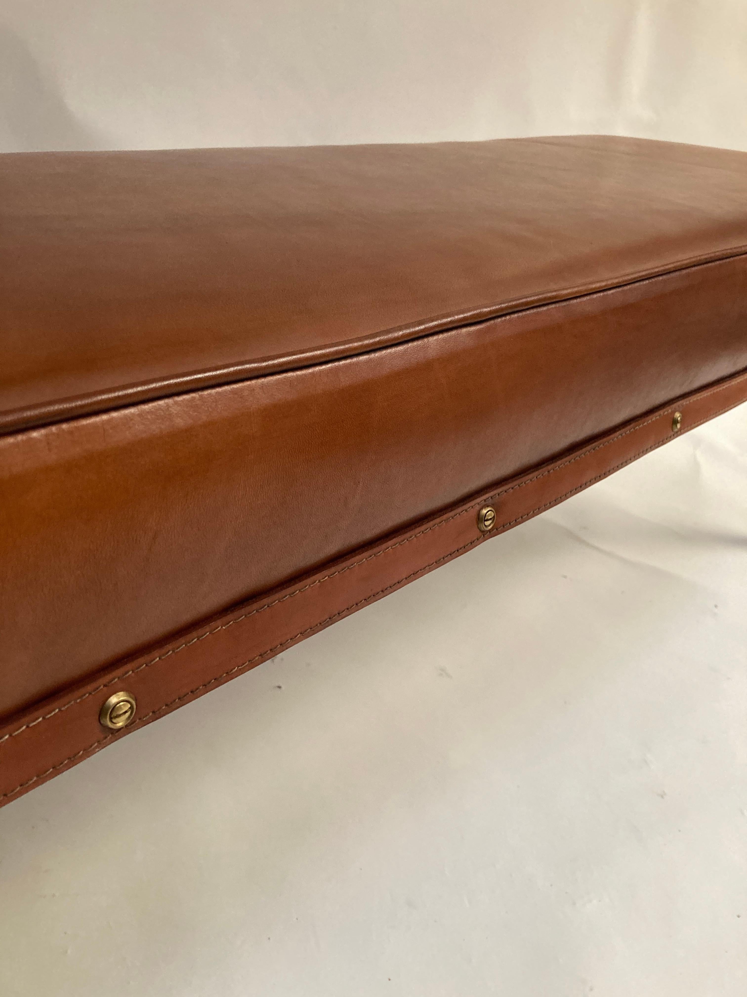 1950's Stitched Leather Bench by Jacques Adnet In Good Condition For Sale In Bois-Colombes, FR