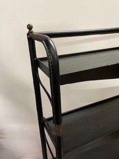 Coffret à livres en cuir Stitch par Jacques Adnet, années 1950