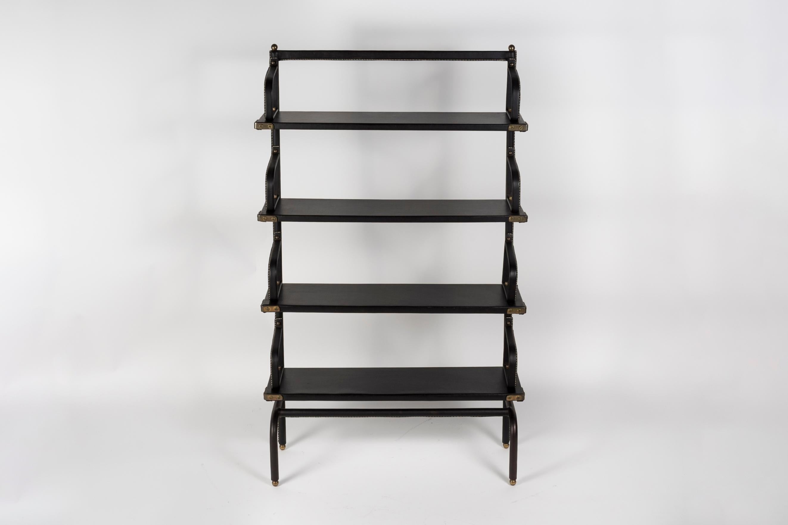 Very nice Stitched leather  book shelves by Jacques Adnet
Great condition
France