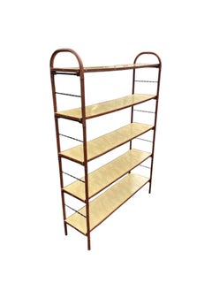 1950's Stitched leather bookcase by Jacques Adnet