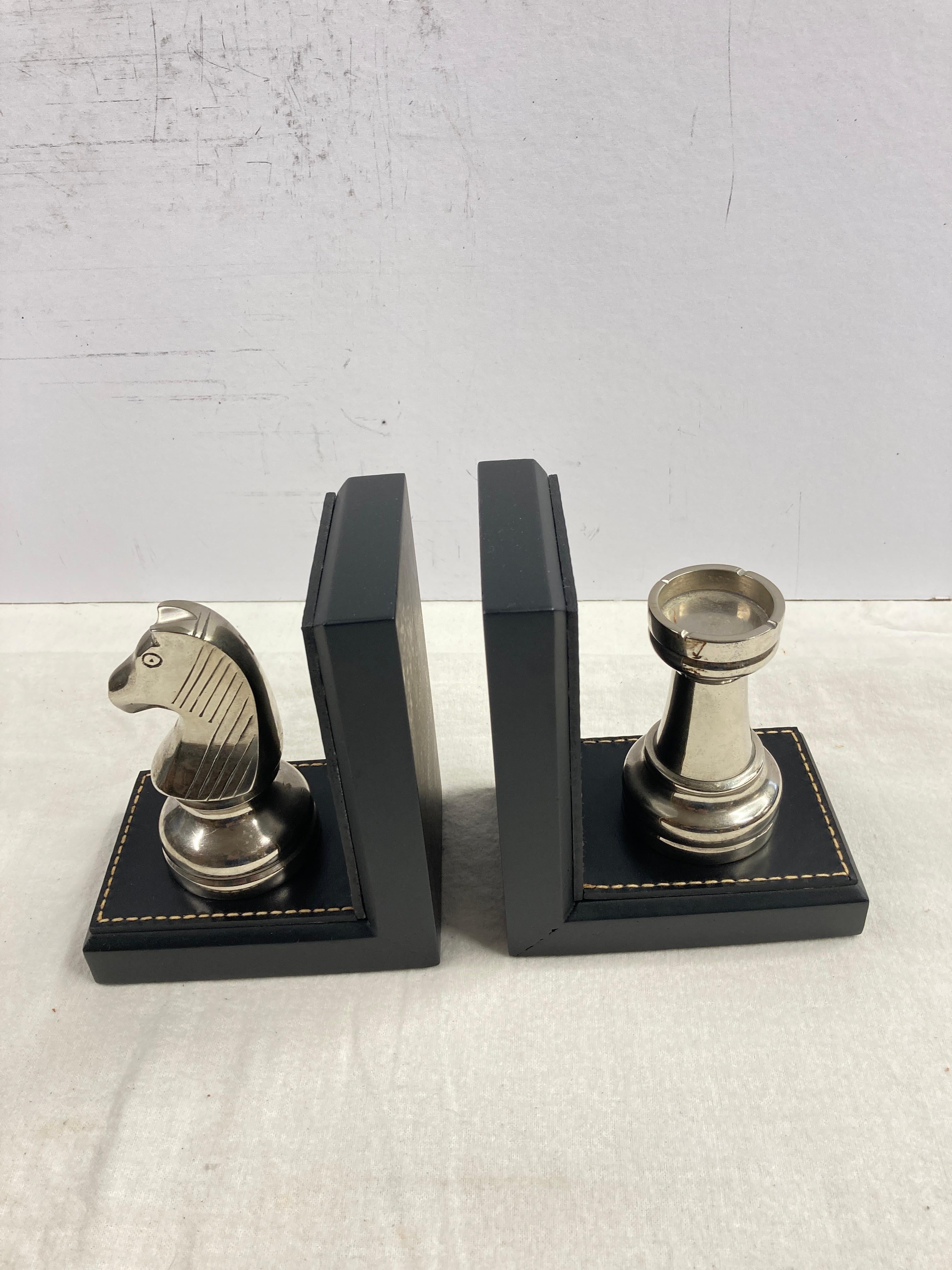 1950's Stitched leather and metal chest bookends
By Jacques Adnet
1950's