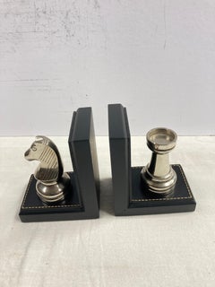 1950's Stitched leather bookends by Jacques Adnet