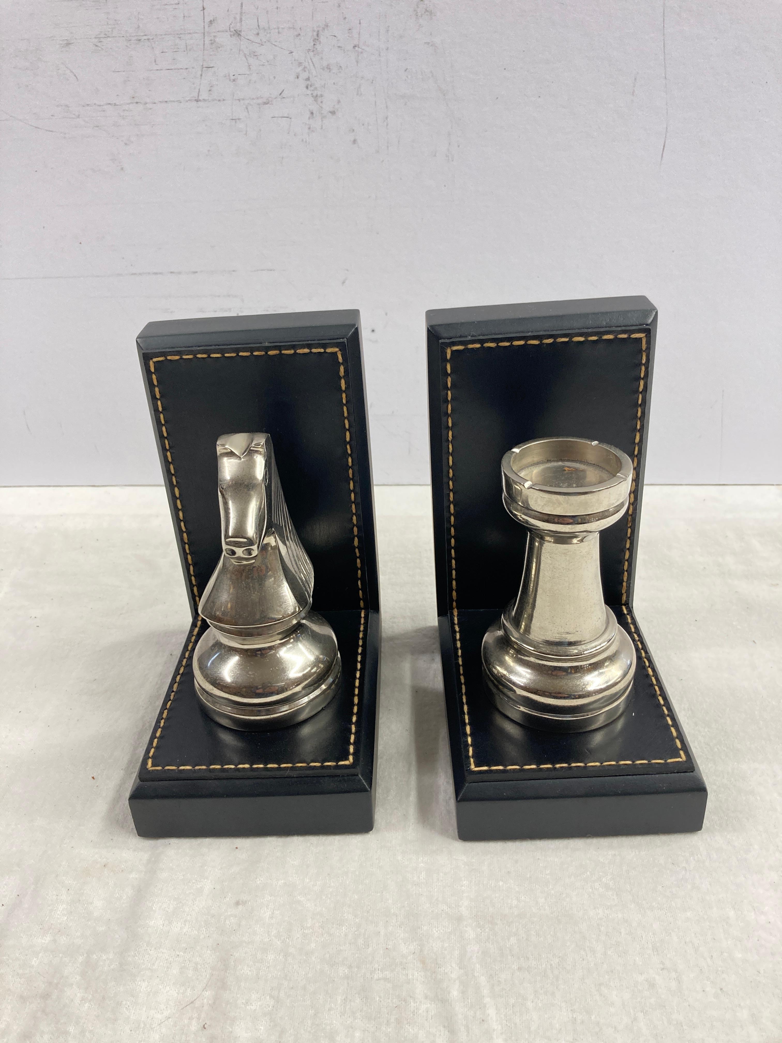 1950's Stitched leather bookends by Jacques Adnet In Good Condition For Sale In New York, NY