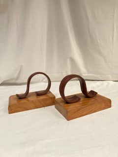 1950's Stitched Leather Books-end by Jacques Adnet