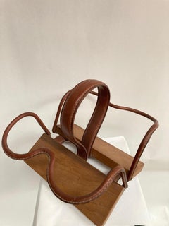 1950's Stitched Leather Bottles Holder by Jacques Adnet