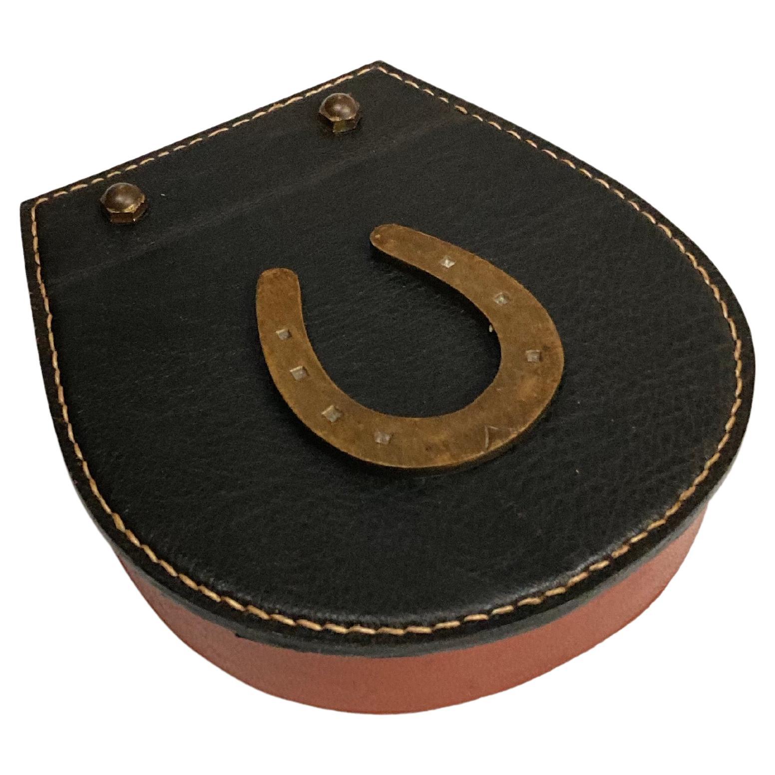 1950's Stitched Leather Boxe by Jacques Adnet For Sale