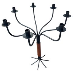 Candelabros de cuero cosidos de los años 50 por Jacques Adnet