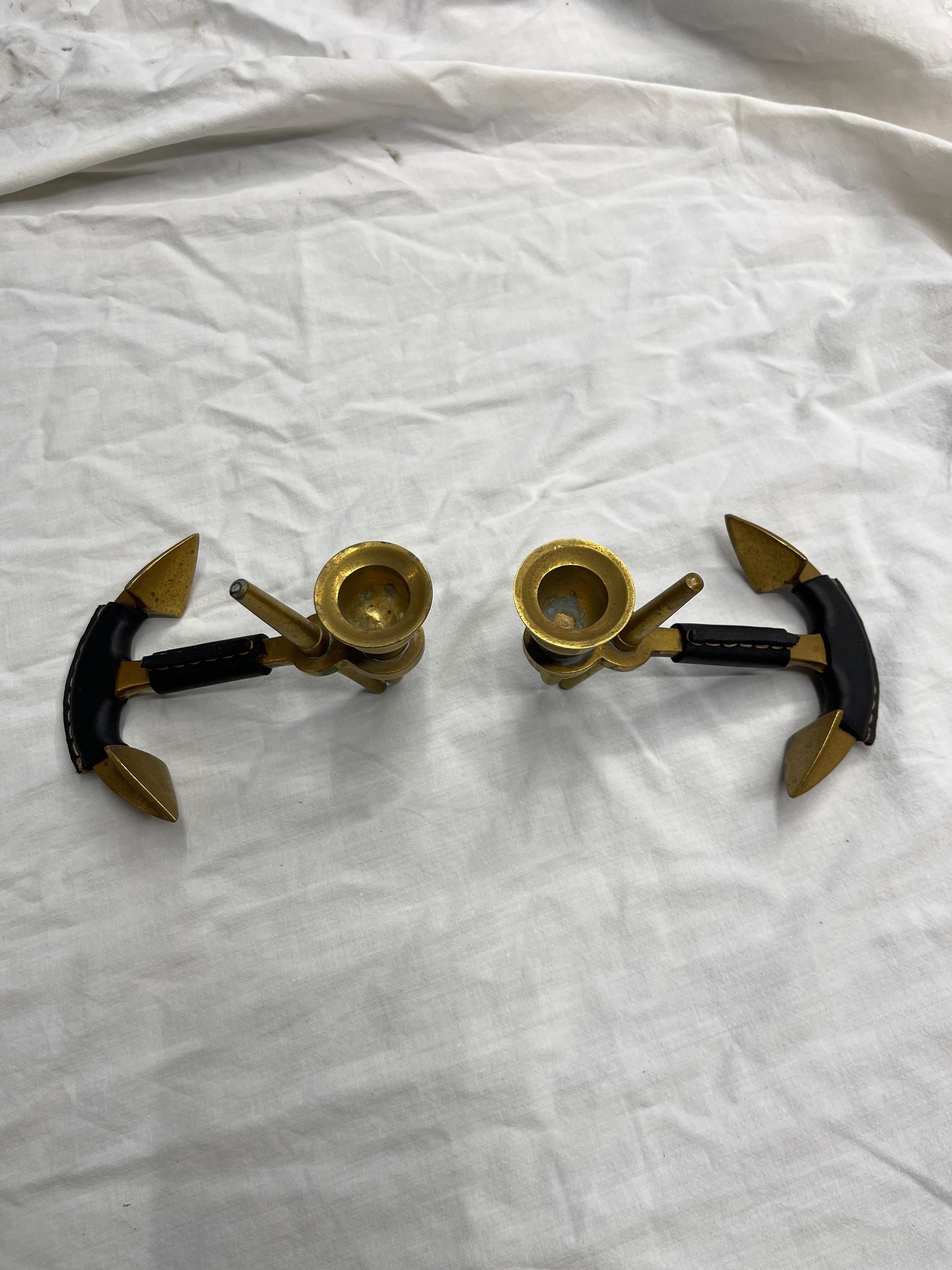 Bougeoir en cuir Stitch by Jacques Adnet, 1950 en vente 1
