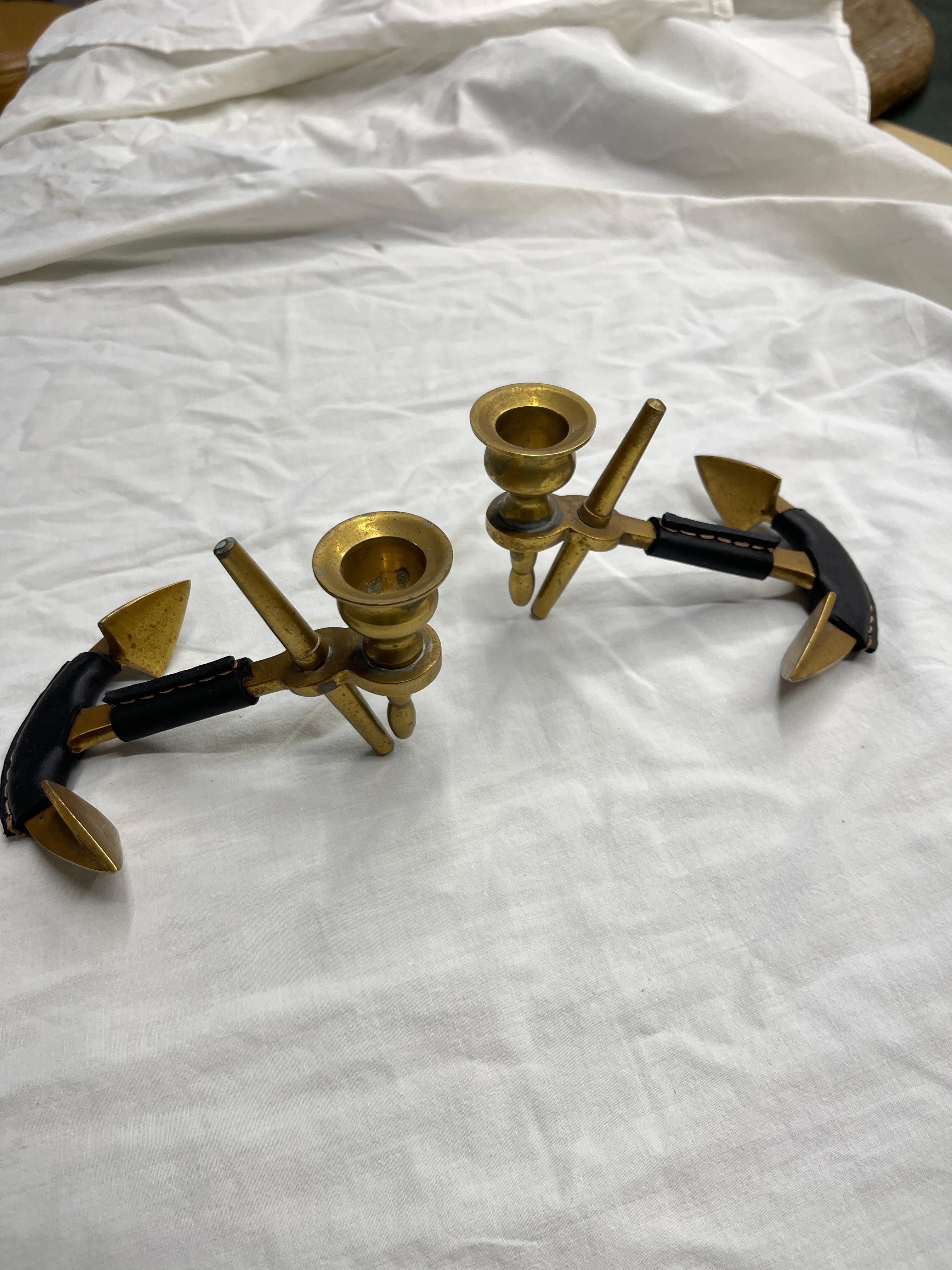 Bougeoir en cuir Stitch by Jacques Adnet, 1950 en vente 2
