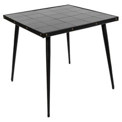 Tavolo da centro in pelle Stitch by Jacques Adnet degli anni '50