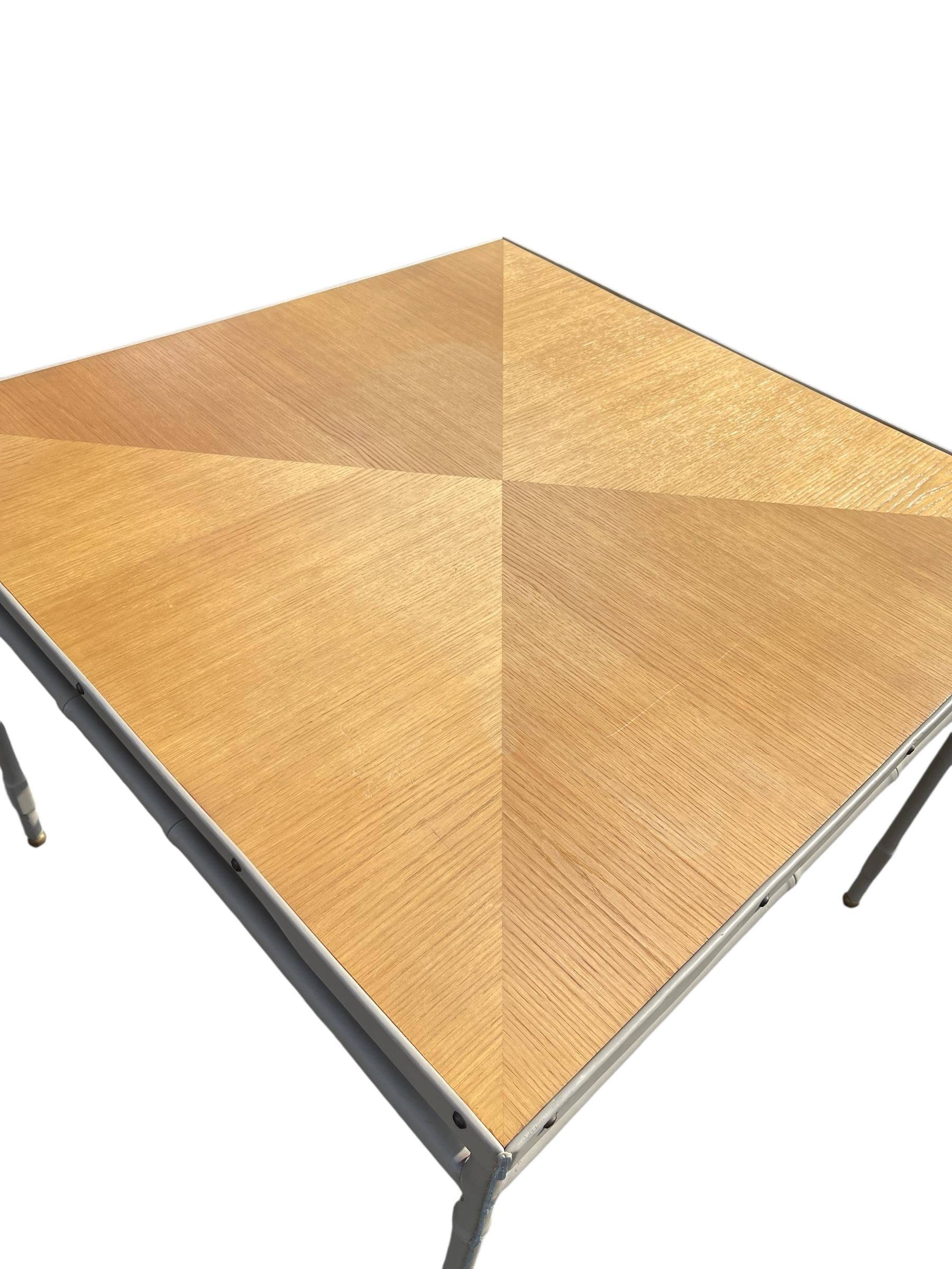 1950's Stitched leather center table or game table by Jacques Adnet For Sale 5