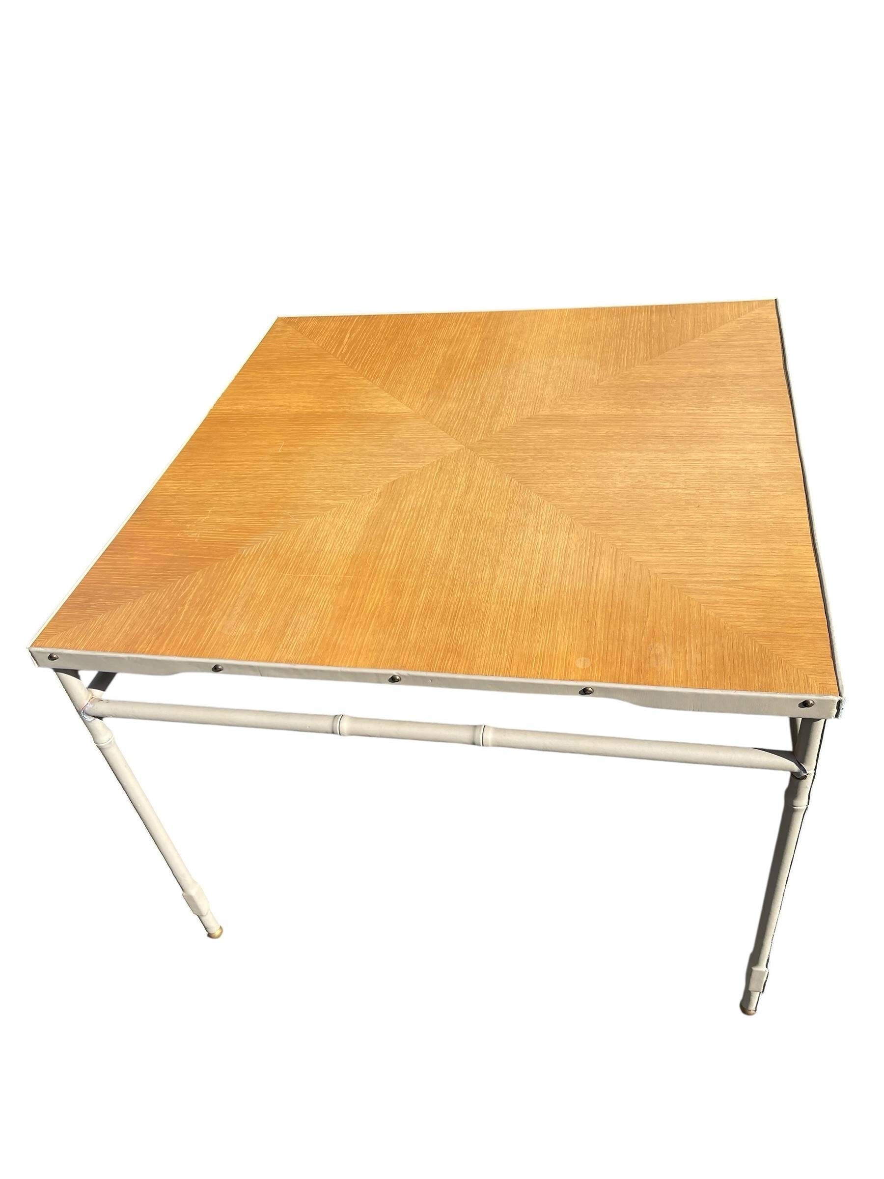 1950's Stitched leather center table or game table by Jacques Adnet For Sale 8