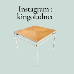 1950's Stitched Leder Mitte Tisch oder Spieltisch von Jacques Adnet