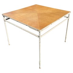 1950's Stitched leather center table or game table by Jacques Adnet