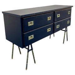 Vintage 1950's Stitched leather Chest of drawers by Jacques Adnet