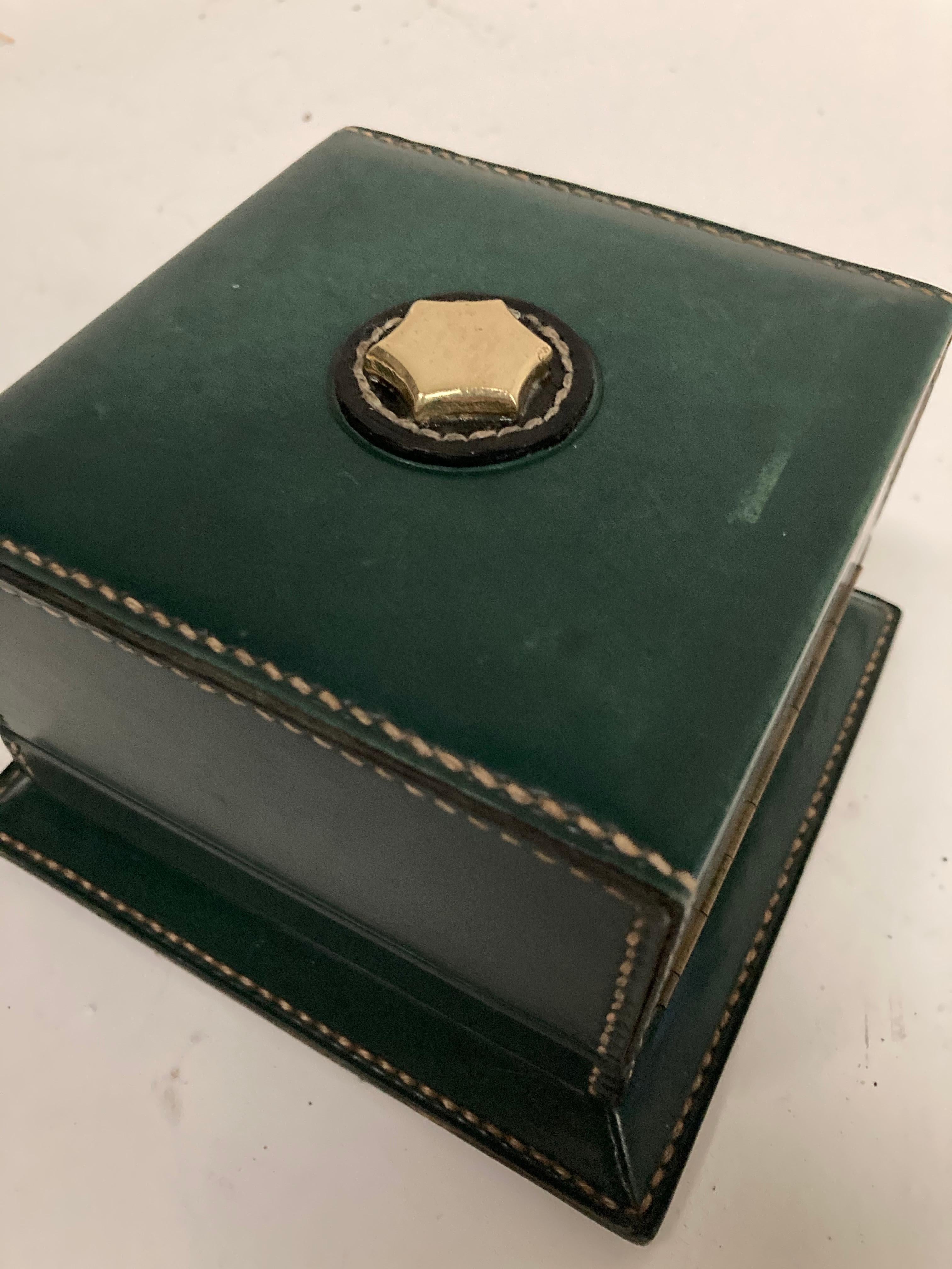 1950's Stitched Leather Cigarettes Box by Jacques Adnet 2