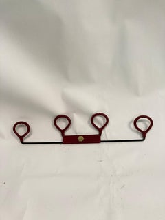 1950's Stitched leather coat rack by Jacques Adnet