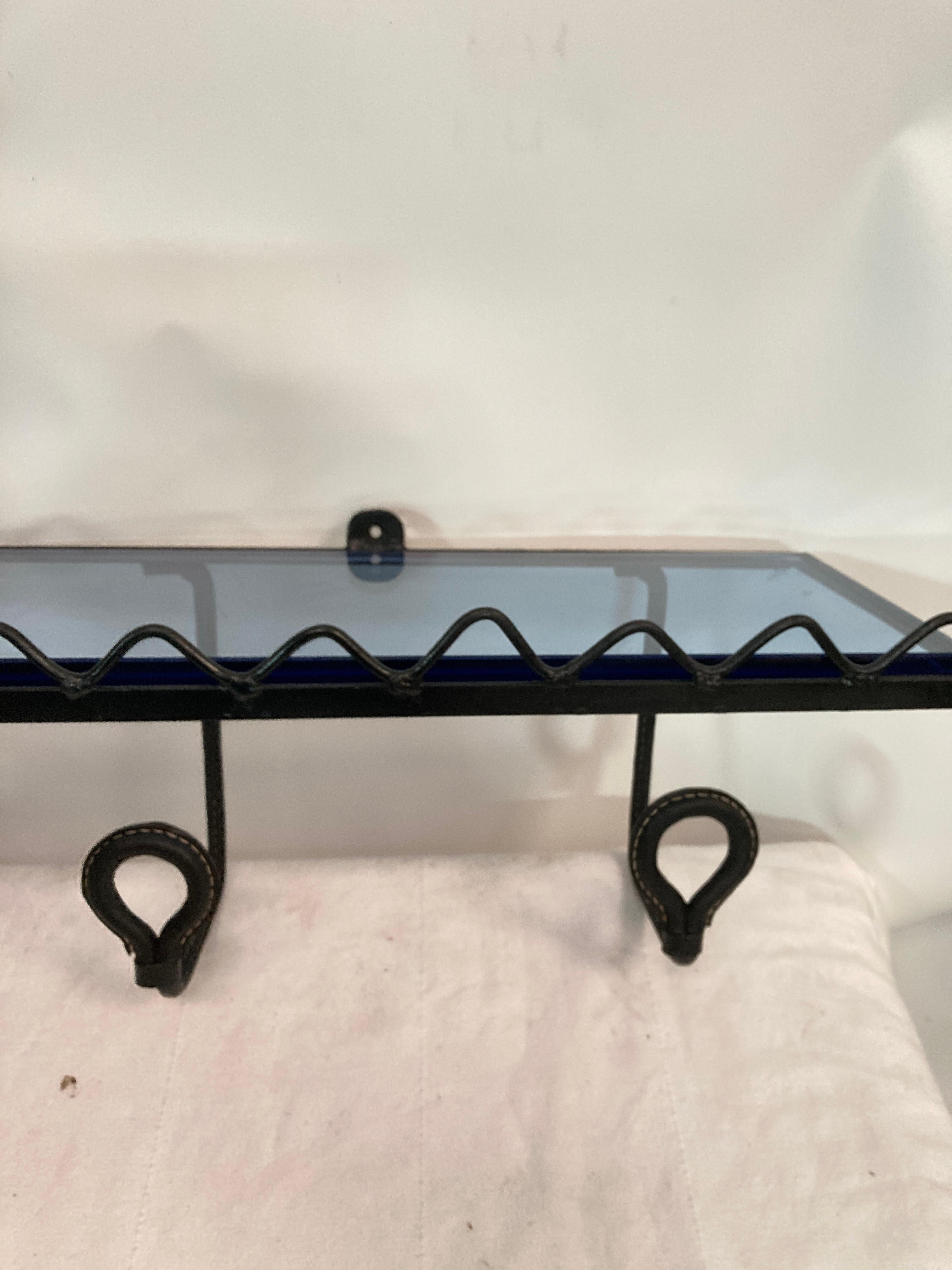 1950's Stitched leather coat rack by Jacques Adnet In Good Condition For Sale In Bois-Colombes, FR