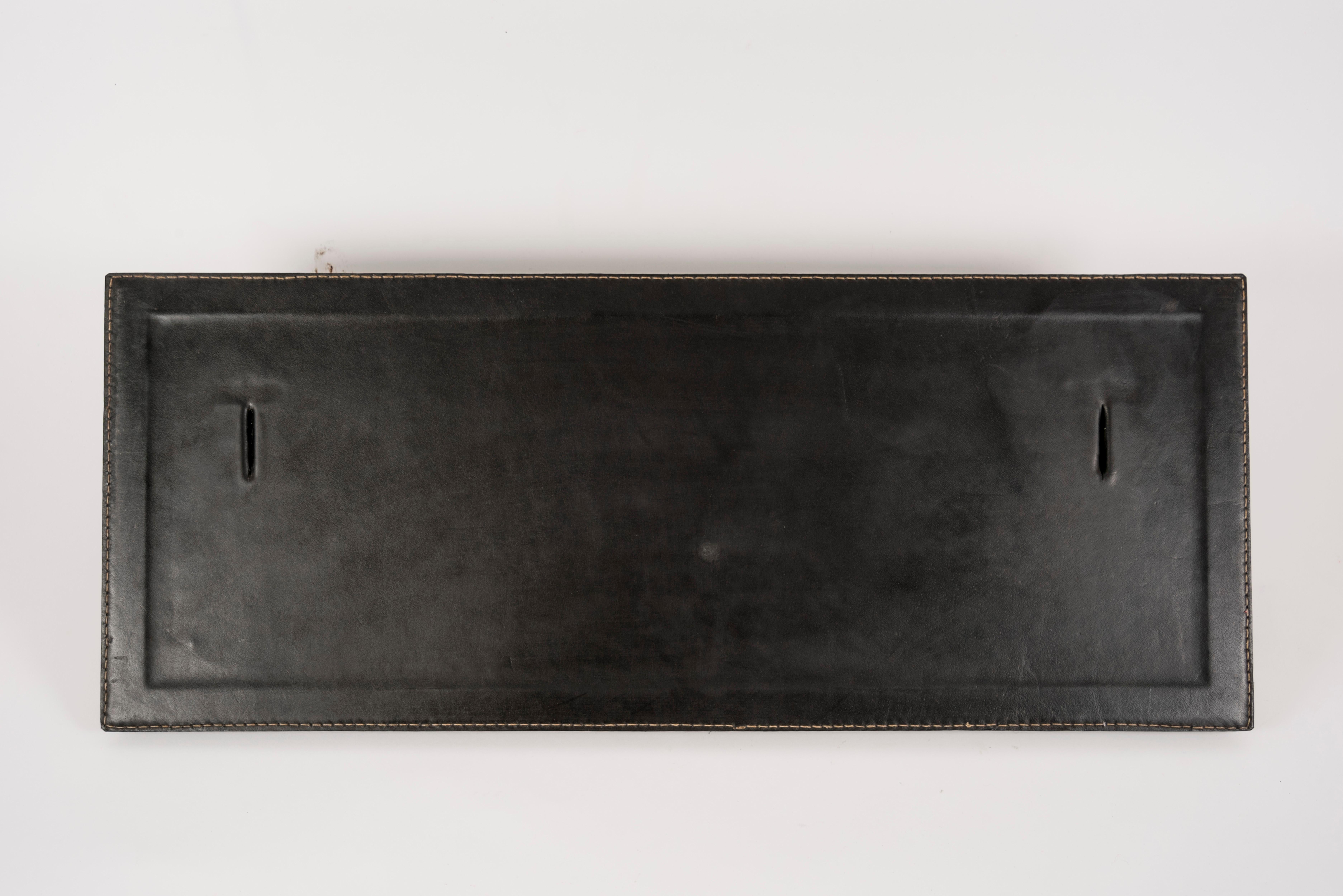 1950s Stitched Leather Coat Rack by Jacques Adnet For Sale 2