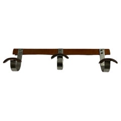Vintage 1950's Stitched Leather coat rack by Jacques Adnet