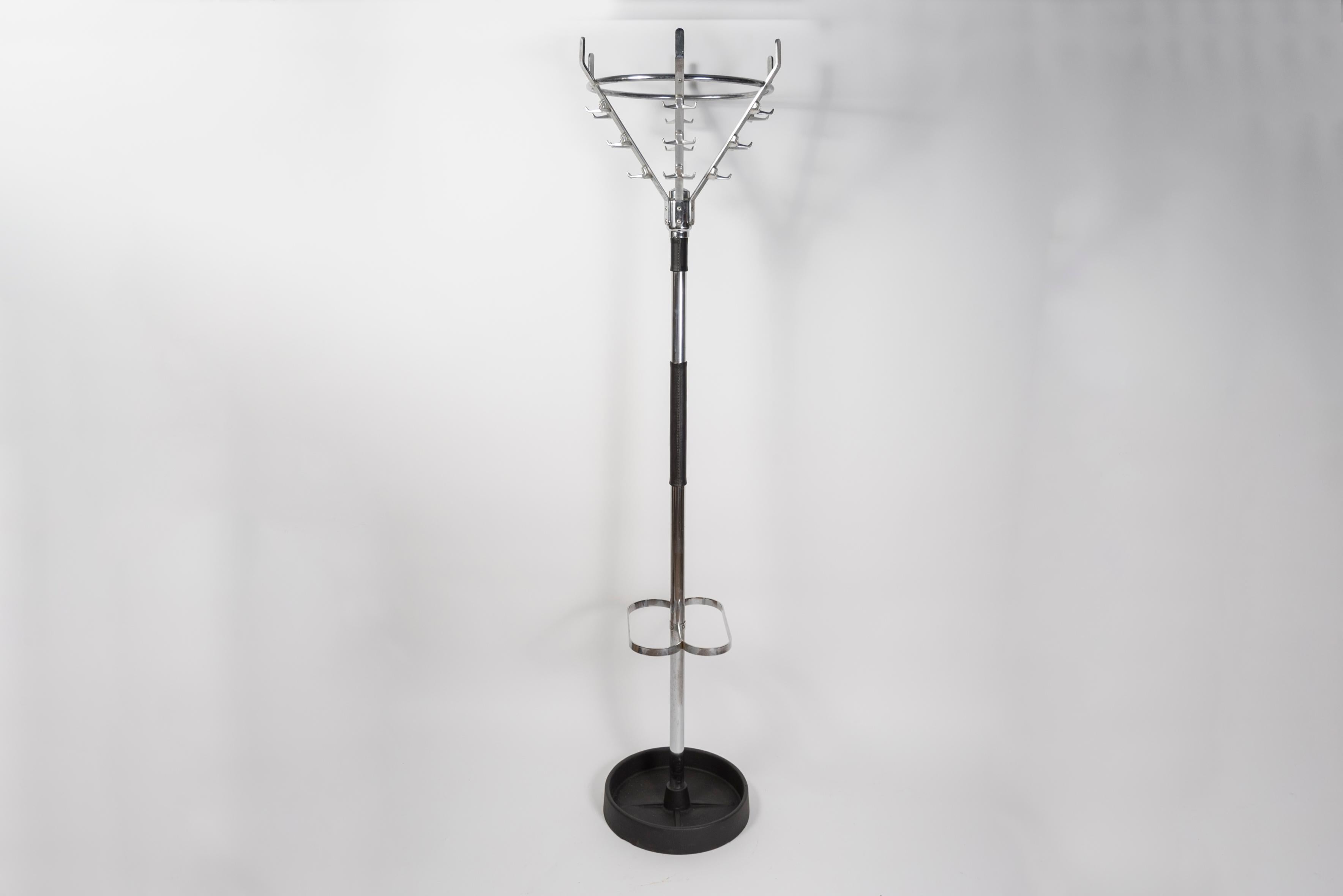 1950's Stitched Leather Coat Stand by Jacques Adnet For Sale 3