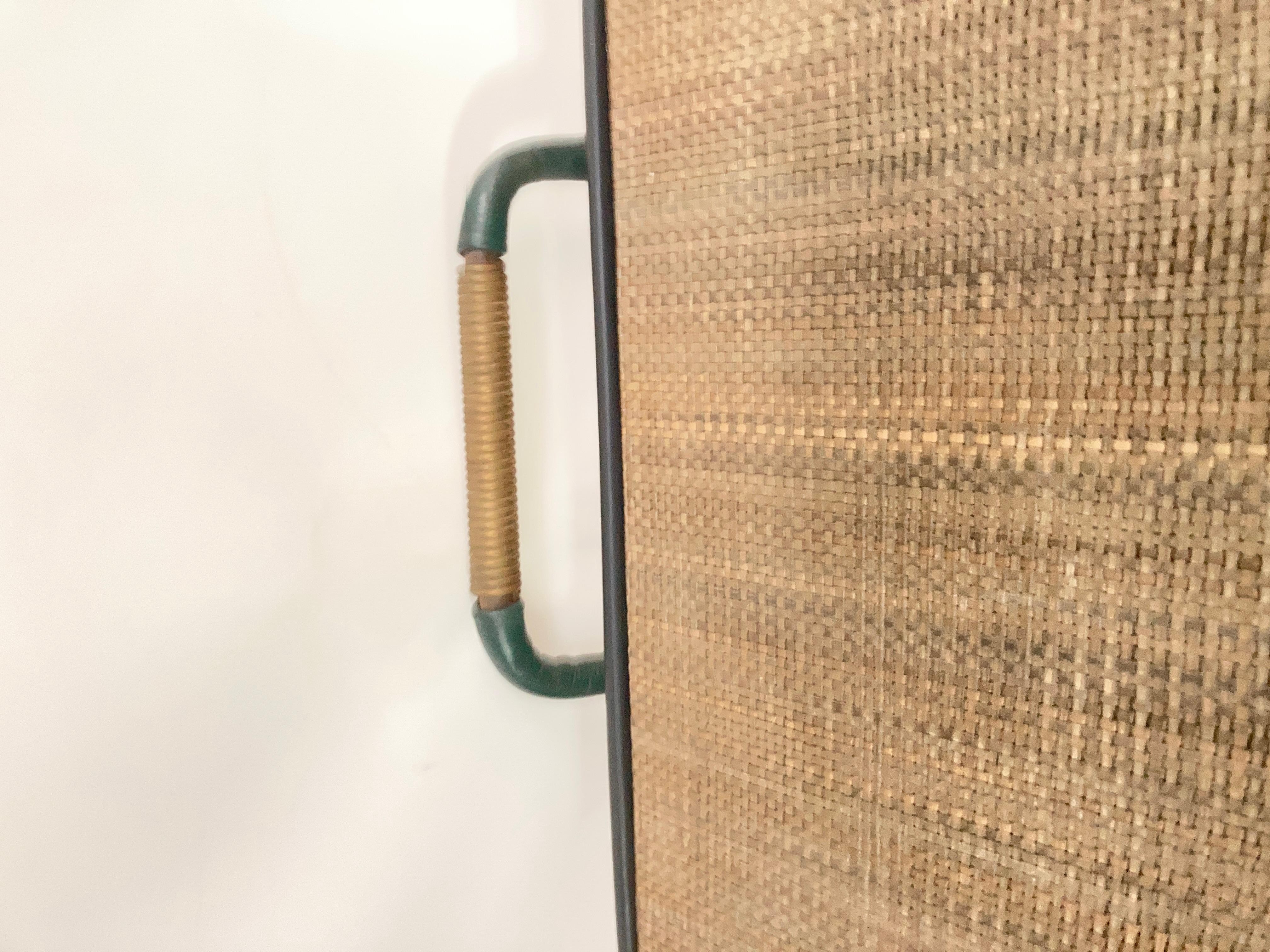 Tavolino da cocktail in pelle Stitch by Jacques Adnet, anni '50 in vendita 8