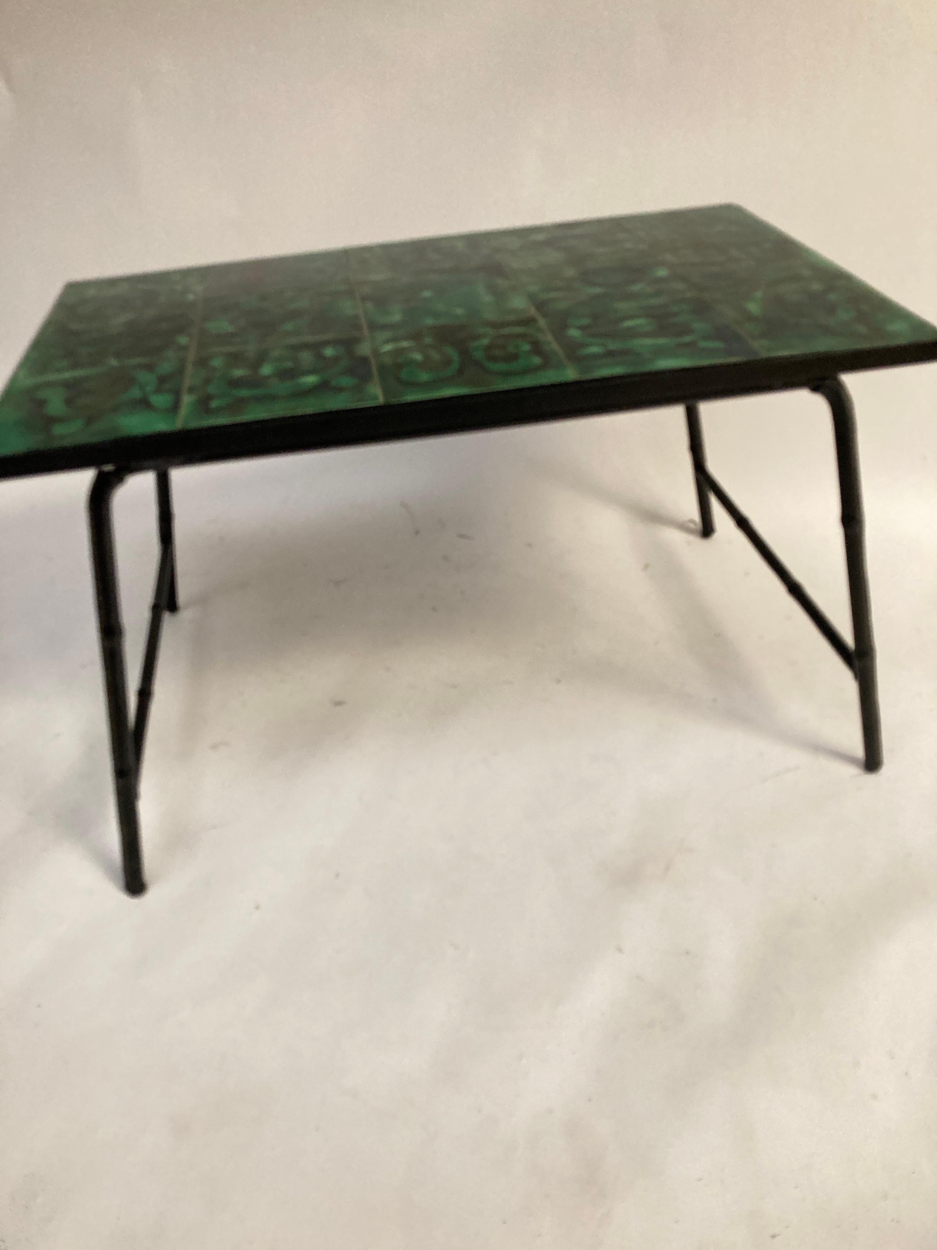 1950's stitched leather cocktail table by Jacques Adnet
Ceramic of Vallauris 
France.