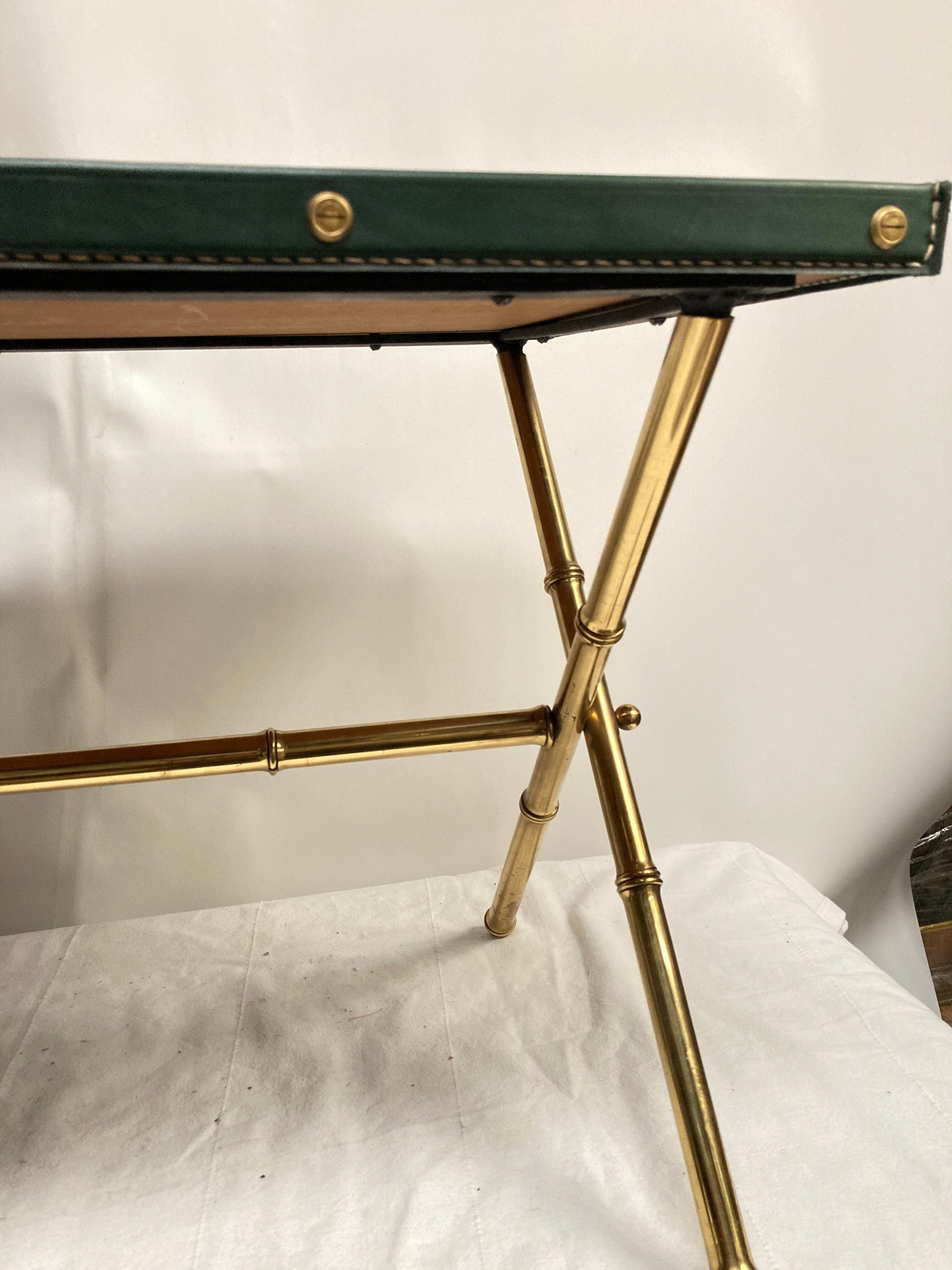 1950's Stitched leather cocktail table by Jacques Adnet In Good Condition For Sale In Bois-Colombes, FR