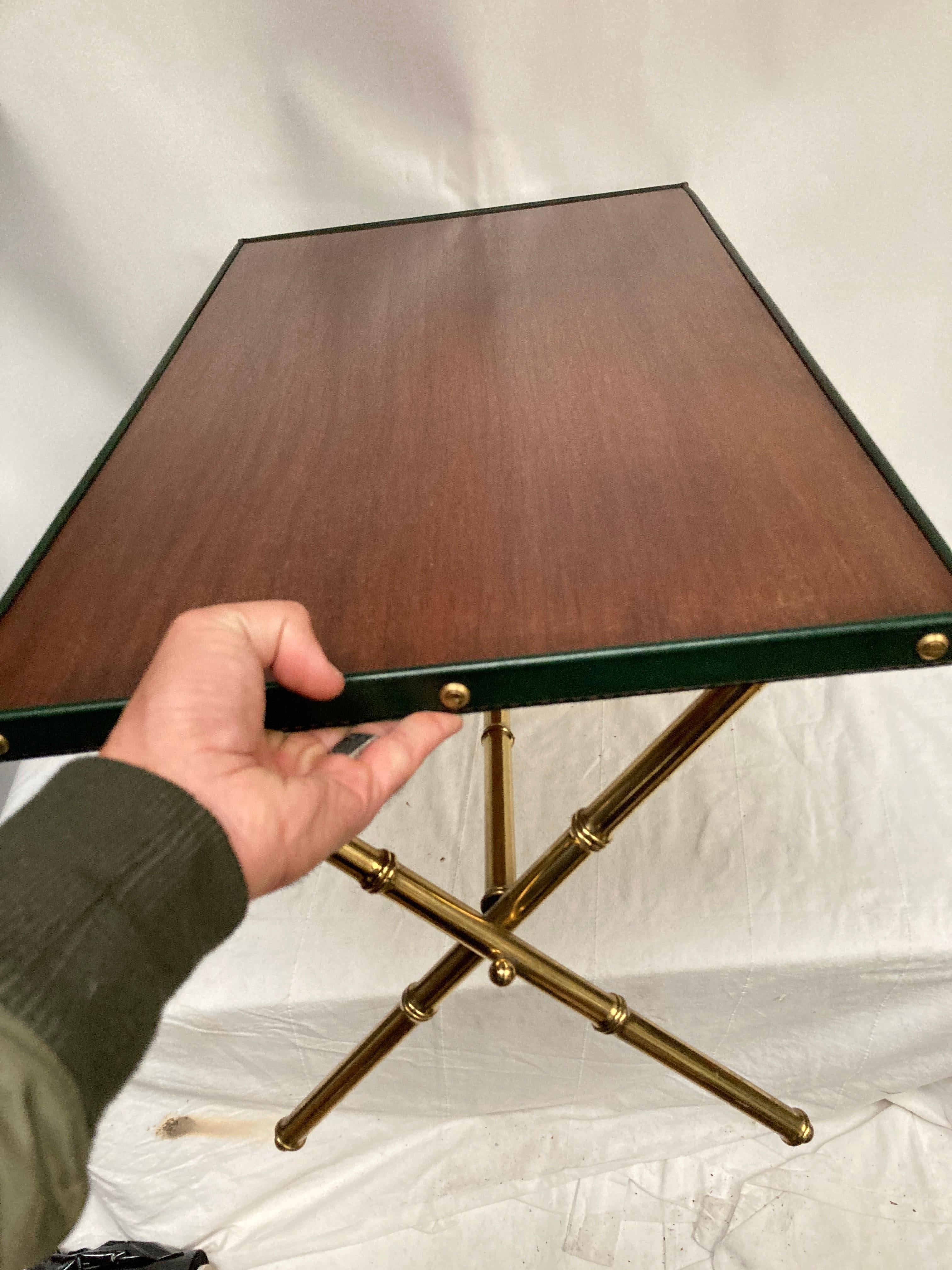 1950's Stitched leather cocktail table by Jacques Adnet For Sale 1