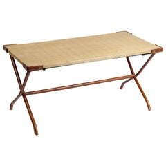 1950s Stitched Leather Cocktail Table by Jacques Adnet 1950s Stitched Leather Cocktail Table by Jacques Adnet