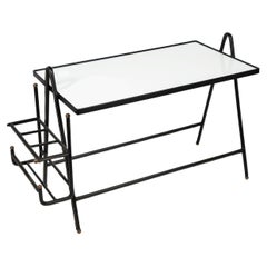 Table de cocktail en cuir cousue par Jacques Adnet des années 1950