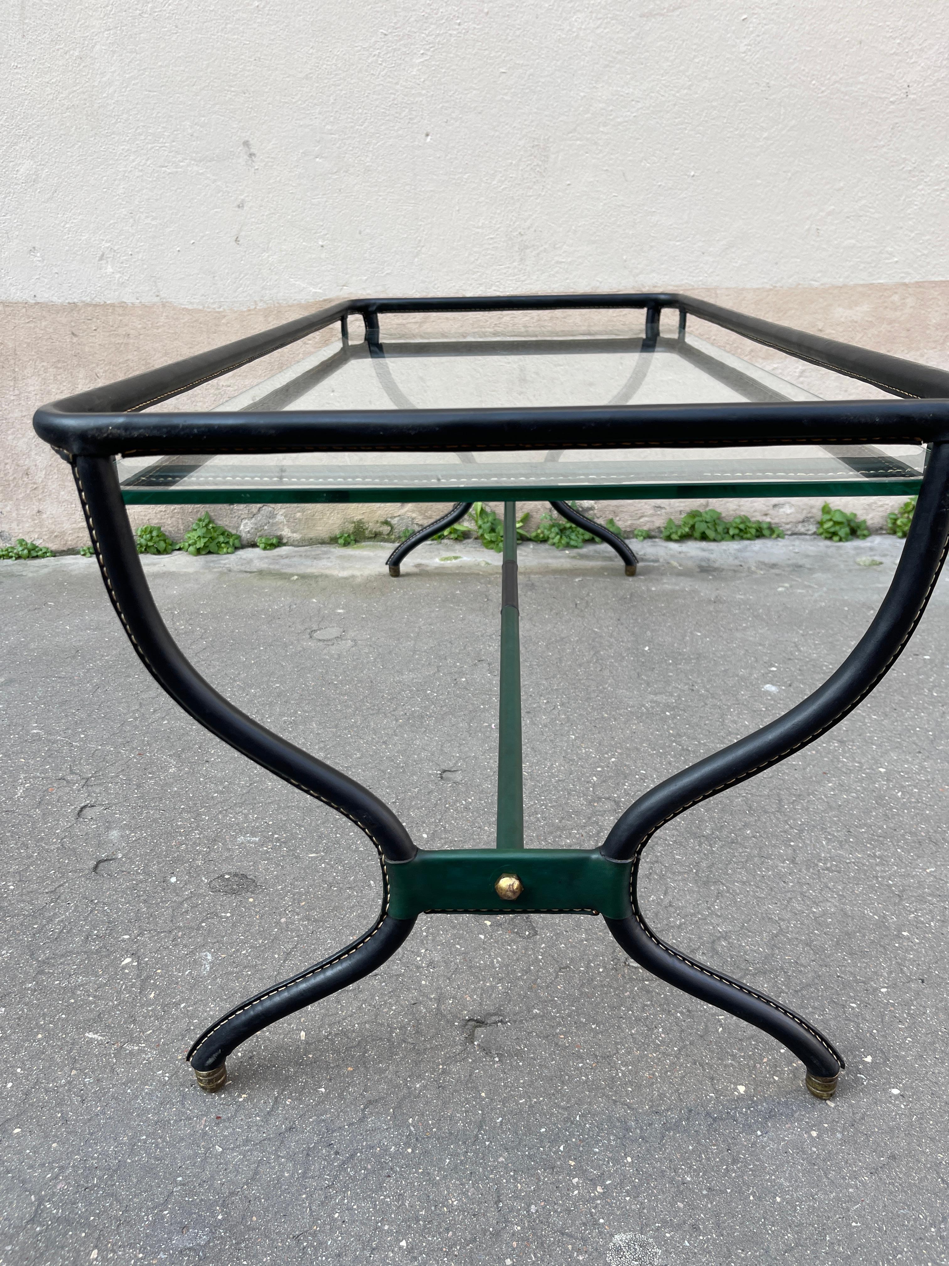 1950's Stitched Leather Couchtisch von Jacques Adnet im Angebot 4