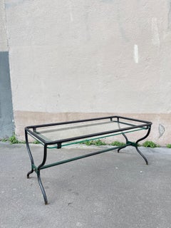 1950's Stitched Leather Coffee table by Jacques Adnet
