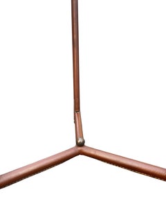 1950's Stitched leather coffee table by Jacques Adnet
