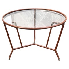 1950's Stitched leather coffee table by Jacques Adnet