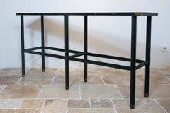 Consola de cuero cosido de los años 50 por Jacques Adnet