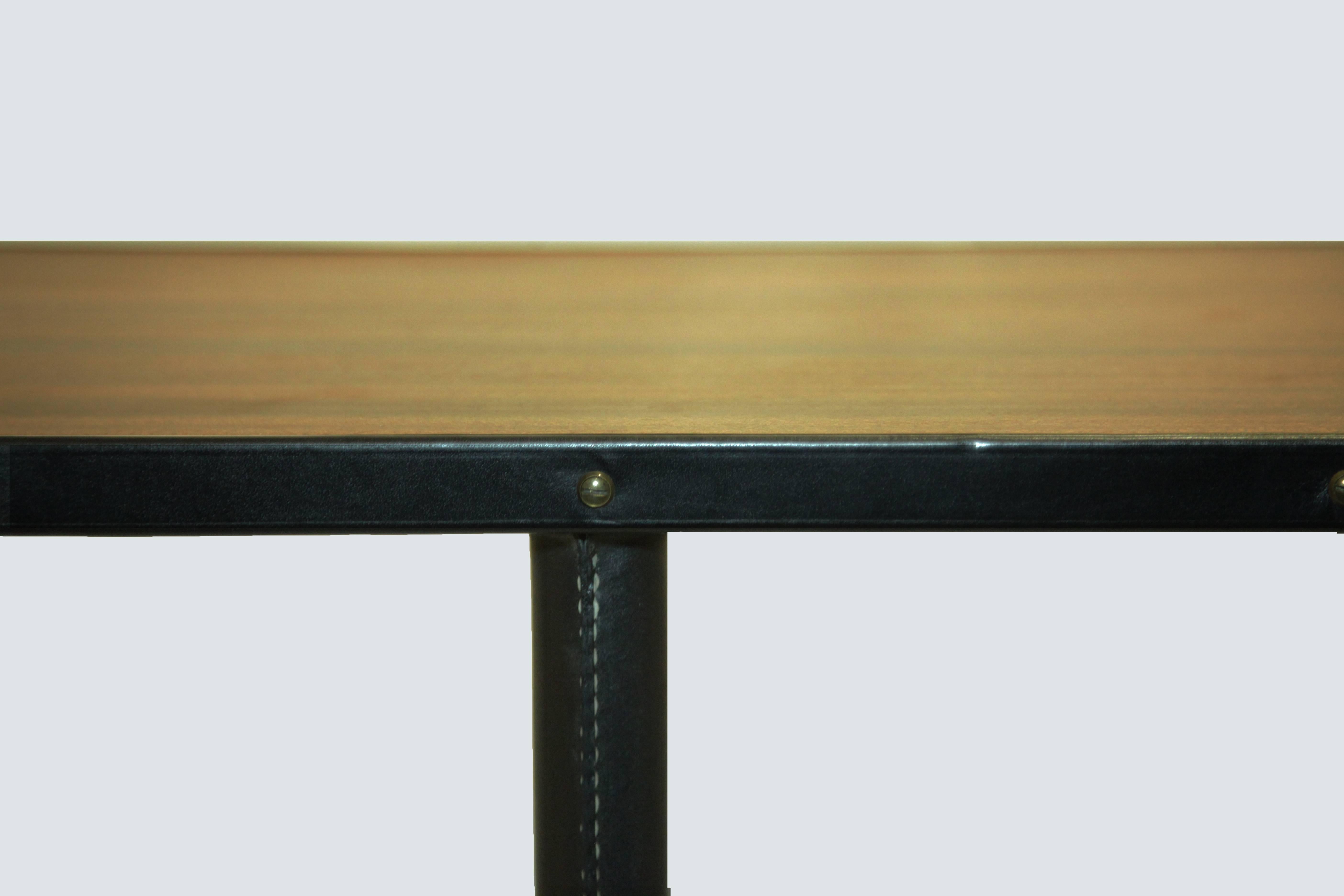 1950s Stitched Leather Console by Jacques Adnet For Sale 2