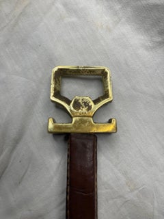 1950's Stitched leather cork crew and bottle opener by Hermès