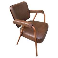 1950's Stitched leather desk armchair by Jacques Adnet