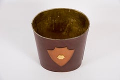 1950's Stitched Leather Desk Bin by Jacques Adnet