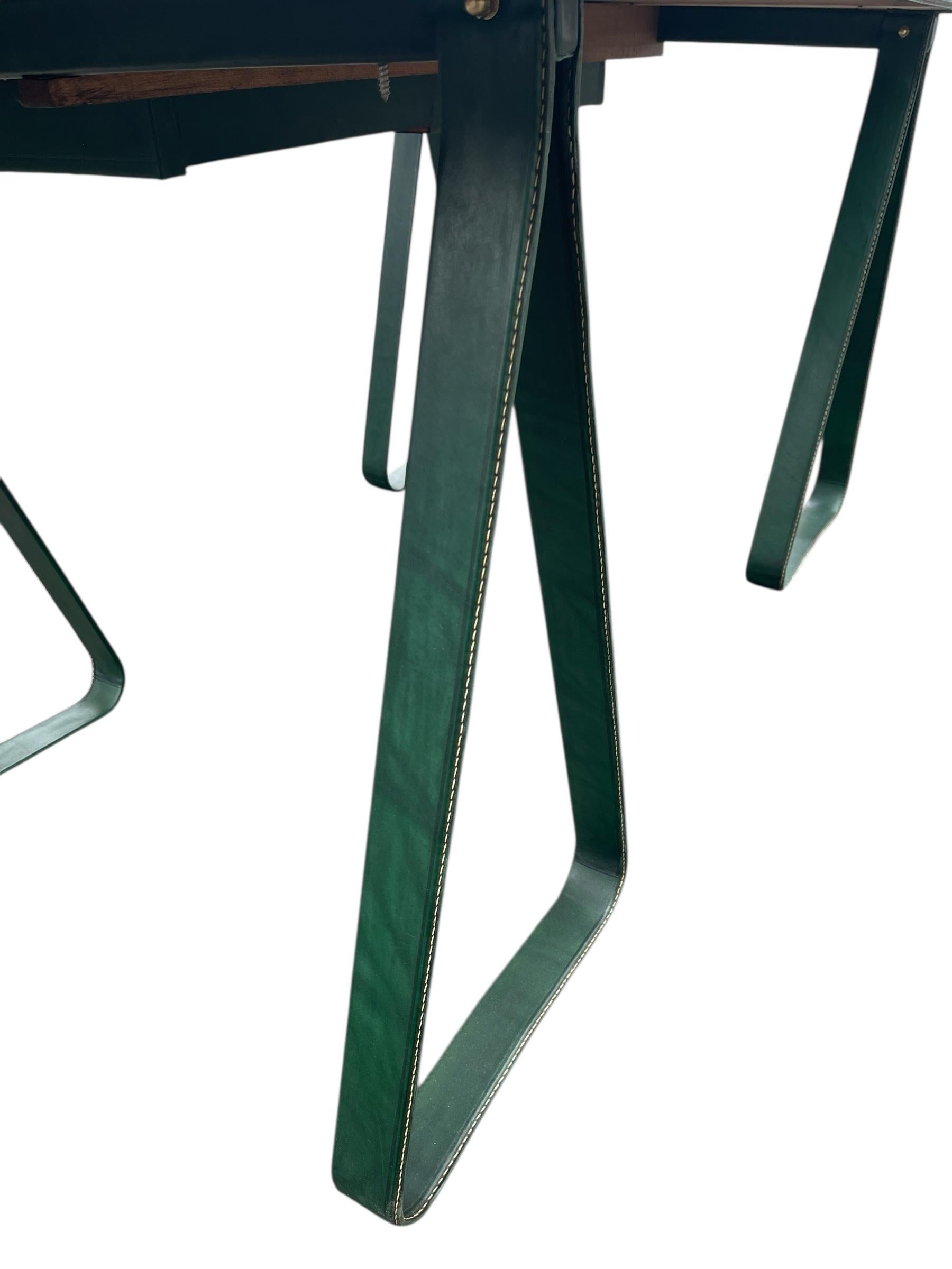 1950's Stitched leather desk by Jacques Adnet For Sale 5