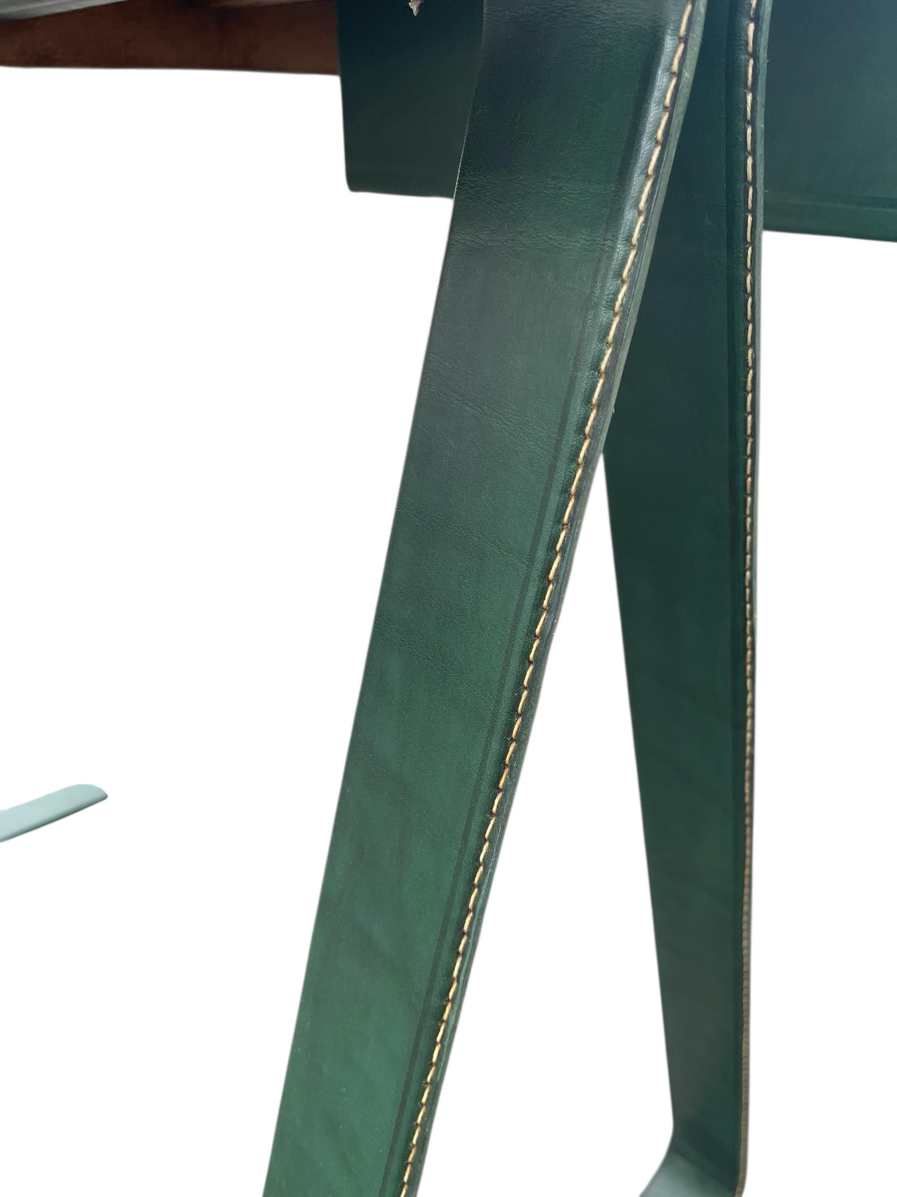 1950's Stitched leather desk by Jacques Adnet For Sale 12