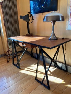 1950's Stitched Leather Desk by Jacques Adnet